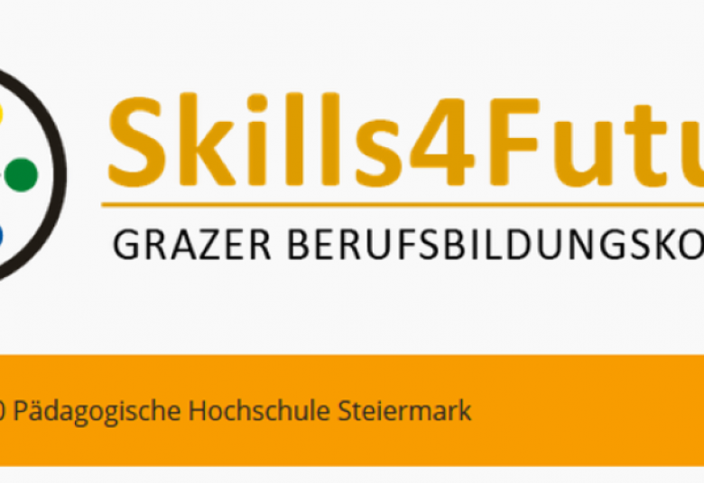 Sie sehen auf dem Bild das Logo Skills_For_Future und die Ankündigung der Grazer Berufsbildungsforschung