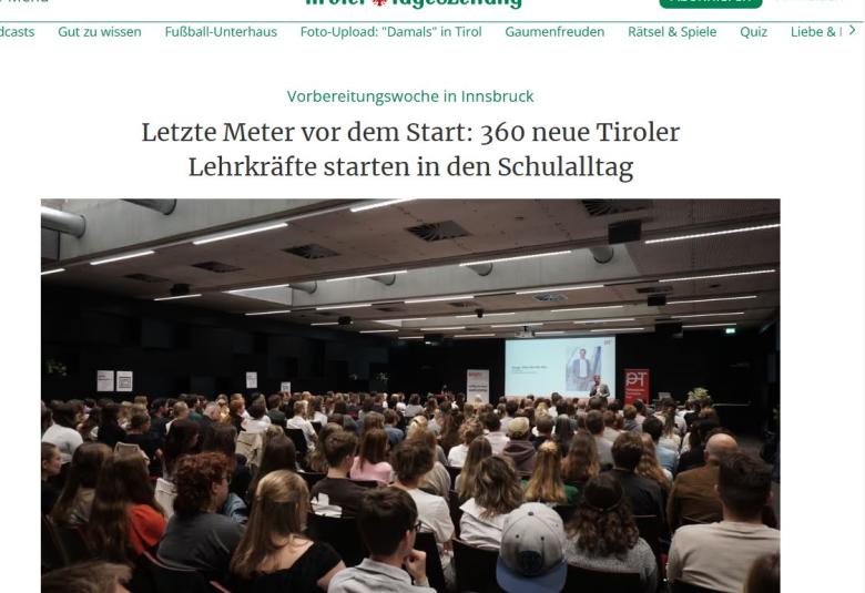 Die Tiroler Tageszeitung berichtet über die Berufseinstiegswoche an der PH Tirol.