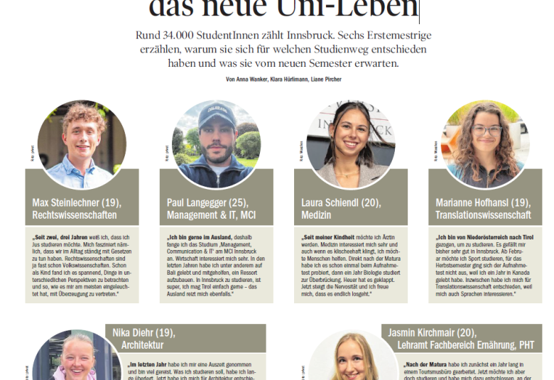 Jasmin Kirchmair erzählt in der Tiroler Tageszeitung, warum Sie im Lehramt Fachbereich Ernährung studiert.