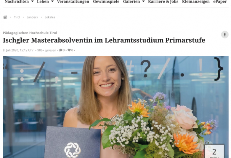 Master of Education: Unter den erfolgreichen AbsolventInnen ist auch Sarah Neururer aus Ischgl. 