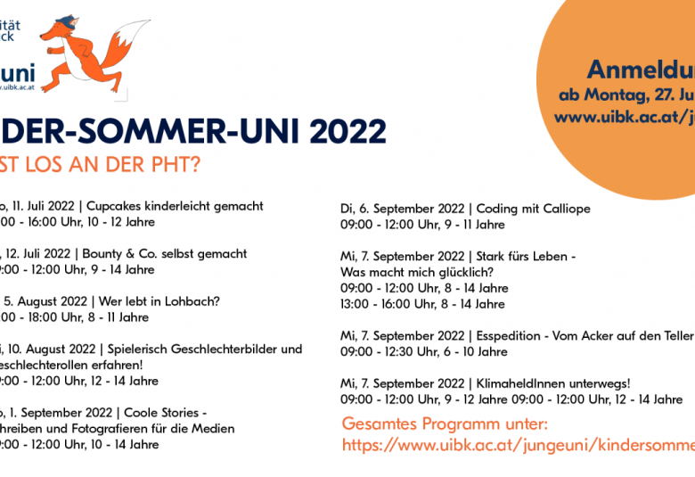 Programm Kinder-Sommer-Uni 2022