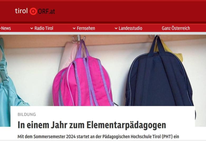 Über den neuen HLG Elementarpädagogik für Quereinsteiger:innen berichtete u.a. der ORF Tirol.