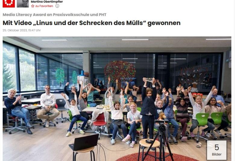 Mit einem Gemeinschaftsprojekt hat die Klasse 4b den Media Literacy Award gewonnen.