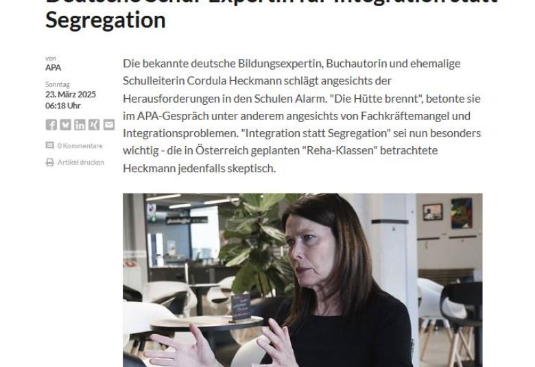 Cordula Heckmann im APA-Interview über aktuelle bildungspolitische Themen und die Rolle von Qualitätsmanagement für die Transformation von Schule.