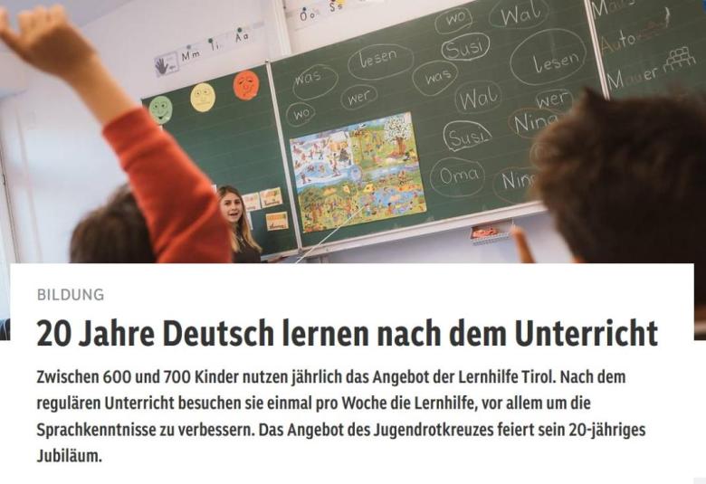 Screenshot ORF Tirol Webartikel Lernhilfe