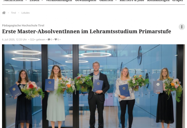 Im Bild von links nach rechts: Magdalena Weiss, Magdalena Steinlechner, Sebastian Pretis, Stefanie Willam, Julia Tiefenthaler, Christina Foidl. Foto: Pädagogische Hochschule Tirol