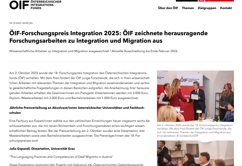 Schnappschuss ÖIF Website