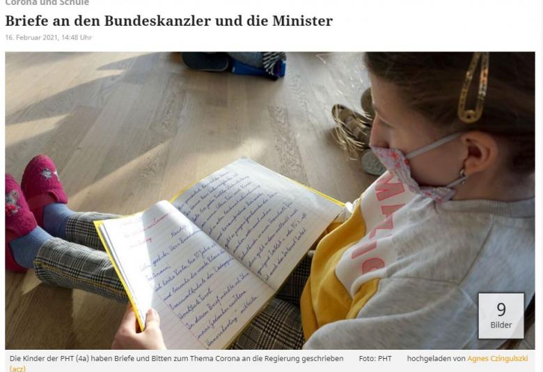 Die Schüler:innen der 4a der Praxisvolksschule haben ihre Gedanken zu Corona in Briefen an die Regierung niedergeschrieben