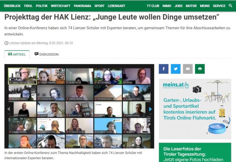 Projekttag an der HAK Lienz mit Helga Mayr und Anna Oberrauch