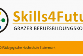 Sie sehen auf dem Bild das Logo Skills_For_Future und die Ankündigung der Grazer Berufsbildungsforschung