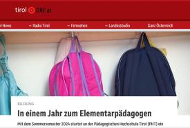 Über den neuen HLG Elementarpädagogik für Quereinsteiger:innen berichtete u.a. der ORF Tirol.
