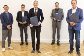 (Vize-)Rektoren d. koop. Einrichtungen: Bernhard Fügenschuh (LFU), Peter Trojer (KPH ES), Tilmann Märk (LFU), Gernot Brauchle (PHV), Thomas Schöpf (PHT).