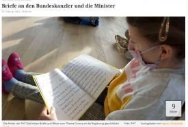 Die Schüler:innen der 4a der Praxisvolksschule haben ihre Gedanken zu Corona in Briefen an die Regierung niedergeschrieben